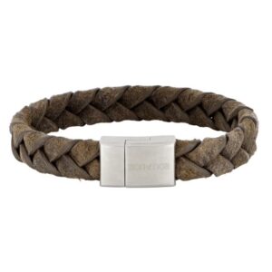 Son of Noa "Son" flettet armbånd grey calf leather med stål lås