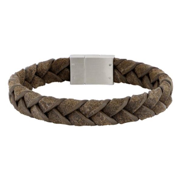 Son of Noa "Son" flettet armbånd grey calf leather med stål lås