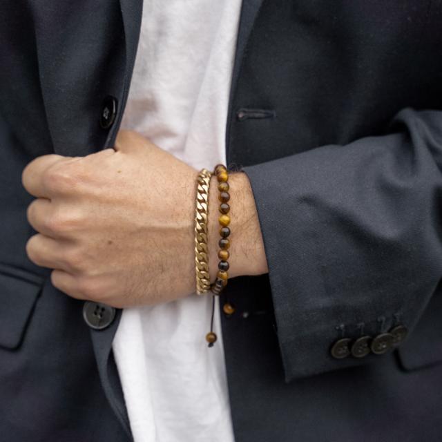 Son of Noa "Son" panser armbånd i blankt gullfarget stål