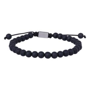 Son of Noa "Son matt black onyx" armbånd med stål lås