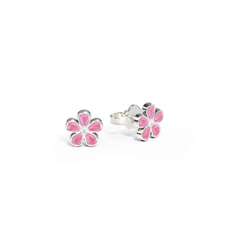 Blomst ørepynt med rosa emalje fra Pia og Per, liten
