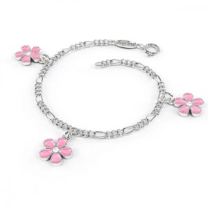 Blomst armbånd med rosa og hvit emalje fra Pia og Per