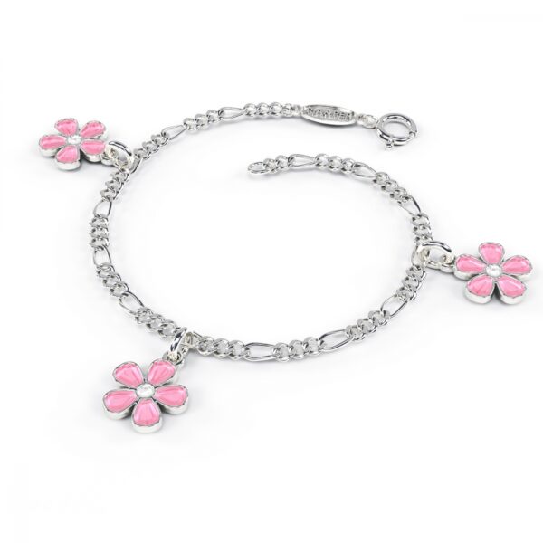 Blomst armbånd med rosa og hvit emalje fra Pia og Per