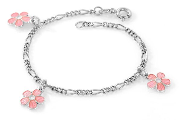 Blomst armbånd med rosa og hvit emalje fra Pia og Per