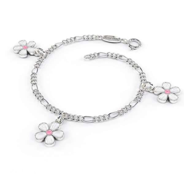 Blomst armbånd med hvit og rosa emalje fra Pia og Per