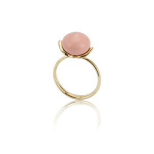 Noën "Dolce" ring i forgylt, blankt sølv med rosa korall-kompositt, mellom