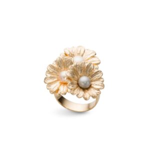Catwalk Exclusive Stardust Flower Pearl ring i forgylt sølv