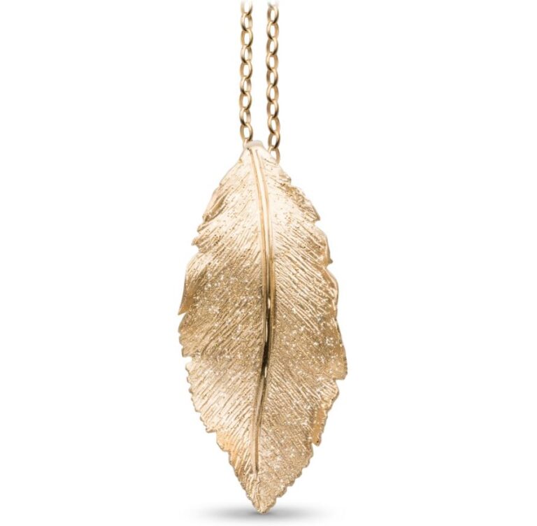 Stardust Leaf anheng i forgylt sølv, buet