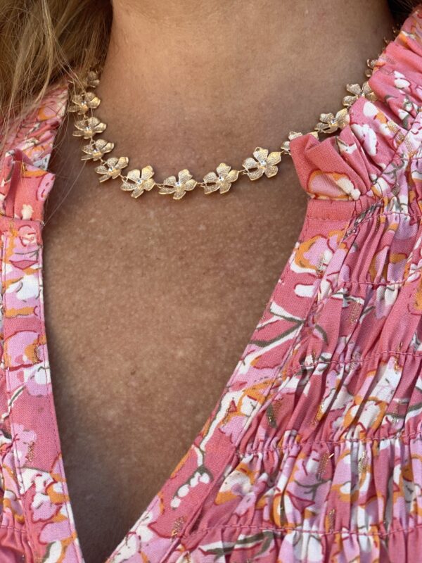 Stardust Flower collier i forgylt sølv