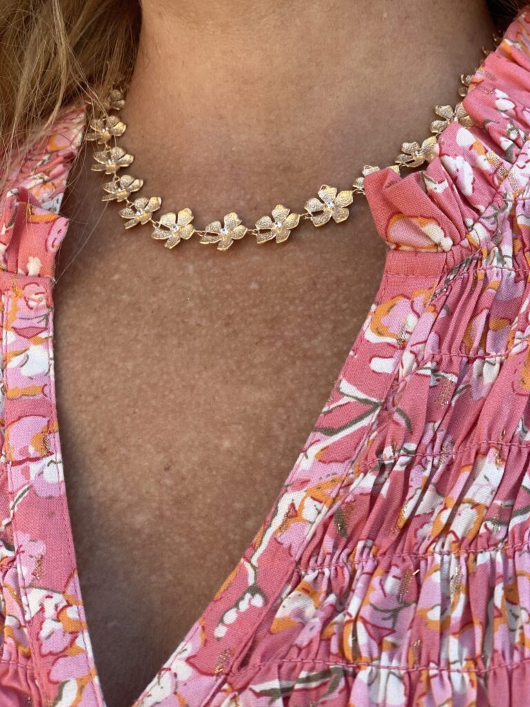 Stardust Flower collier i forgylt sølv