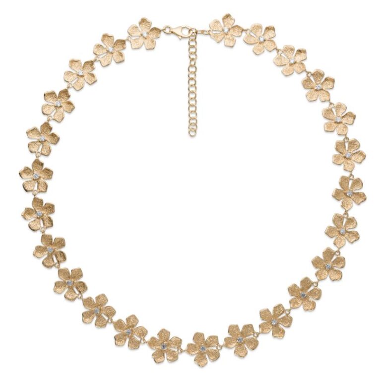 Stardust Flower collier i forgylt sølv