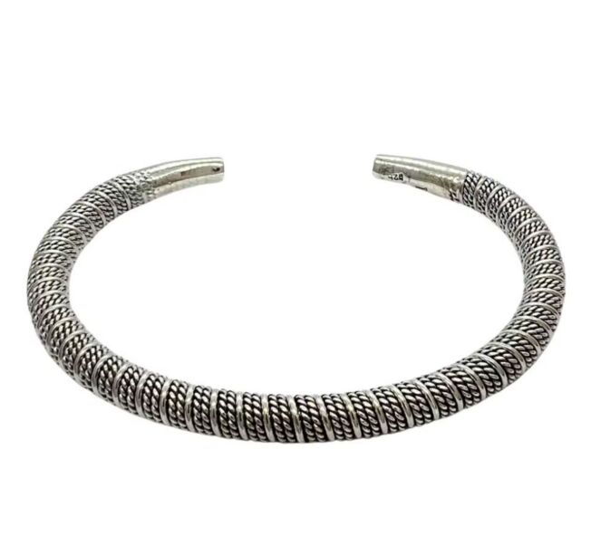 Catwalk herre "Swirl" armring i vridd sølv