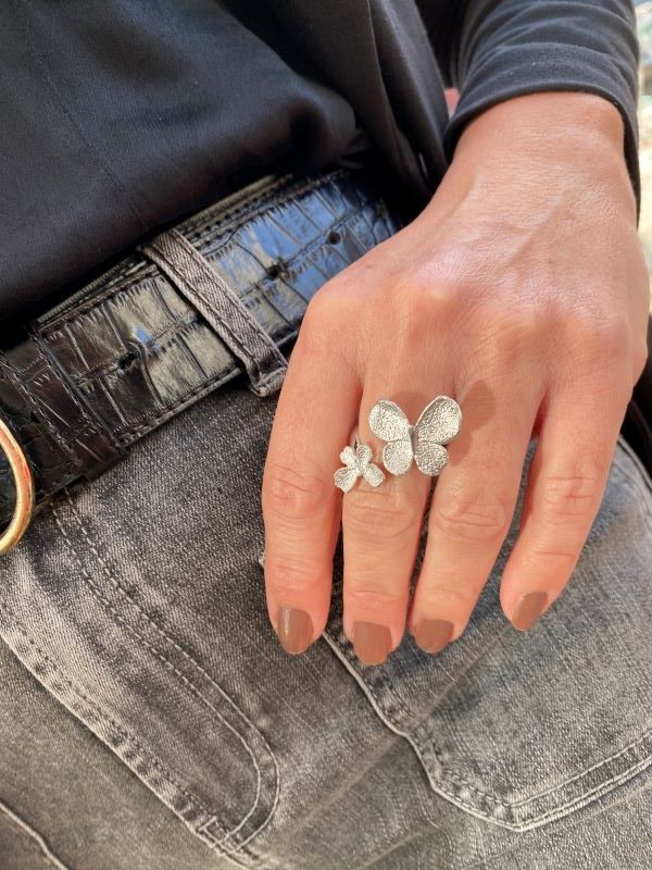 9467-2RH-Butterfly-ring-rotated Catwalk Exclusive Stardust Butterfly ring åpen i rhodinert sølv