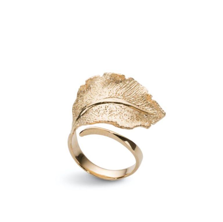 Stardust Leaf ring åpen i forgylt sølv