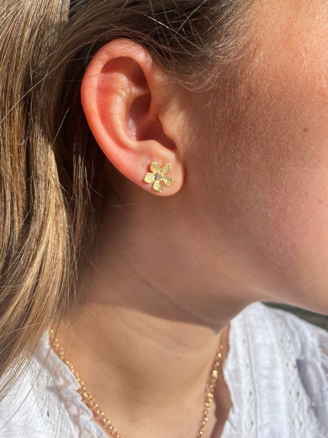Catwalk Exclusive  Stardust Flower ørepynt i forgylt sølv mini