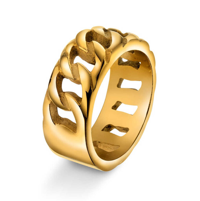 Panser ring i gullfarget stål 8 mm