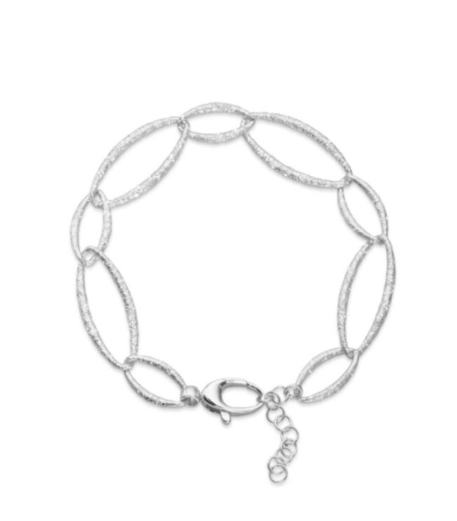 Catwalk Exclusive Stardust armbånd i rhodinert sølv med ovale ledd i ulik størrelse