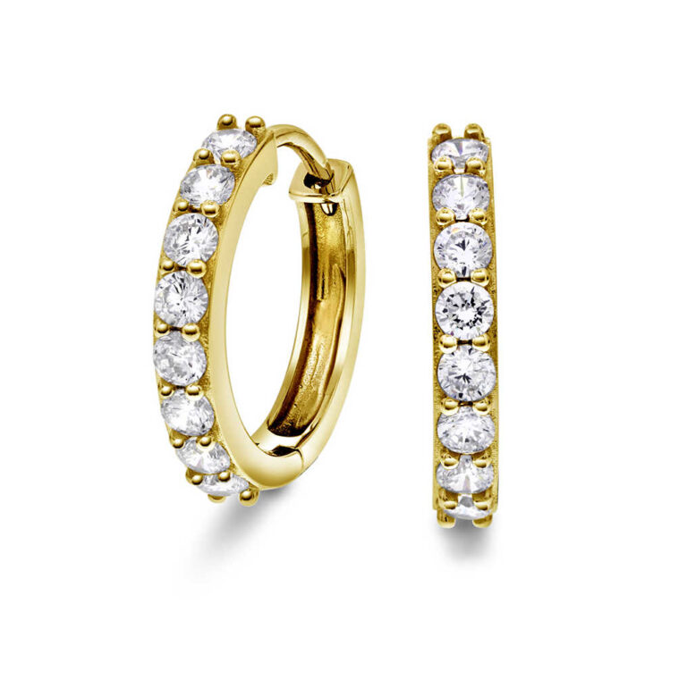 Ørering 18 mm i forgylt sølv med c.zirkonia