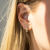 Ørering 11 mm i forgylt sølv med 3 c.zirkonia