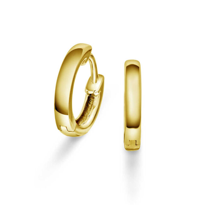 Ørering 12 mm i forgylt sølv
