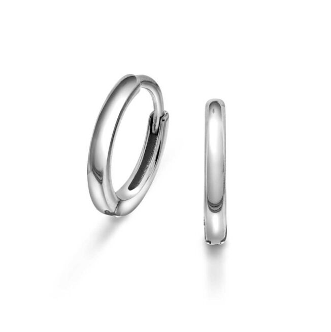 Ørering 12 mm i rhodinert sølv
