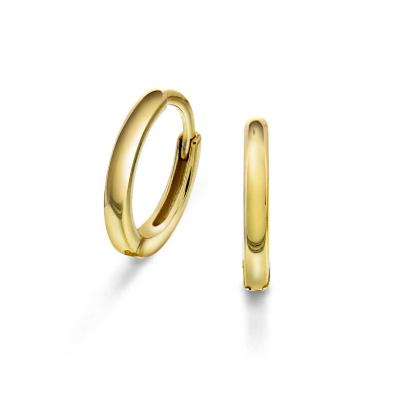 Ørering 12 mm i forgylt sølv