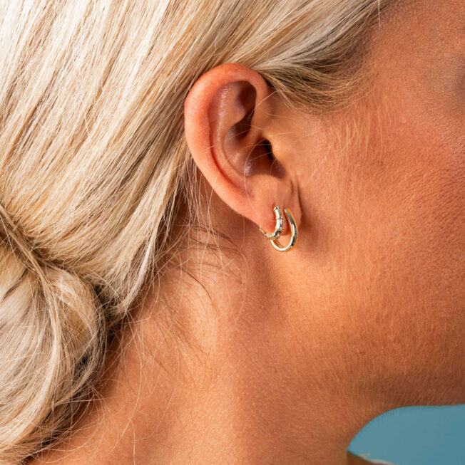 Ørering oval forgylt sølv