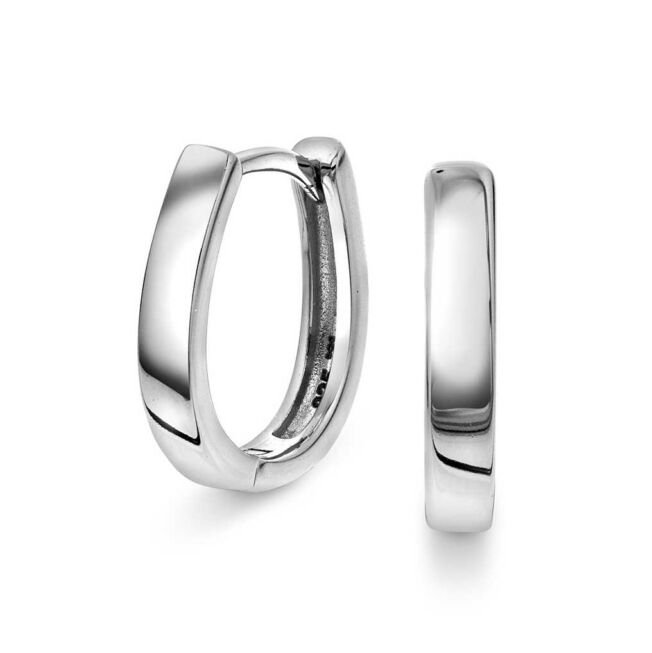 Ørering oval rhodinert sølv