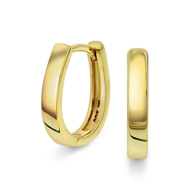 Ørering oval forgylt sølv