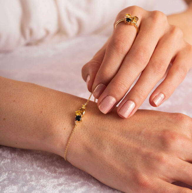 Armbånd "Glam" i forgylt sølv med c.zirkonia i gylne toner