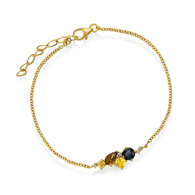 Armbånd "Glam" i forgylt sølv med c.zirkonia i gylne toner