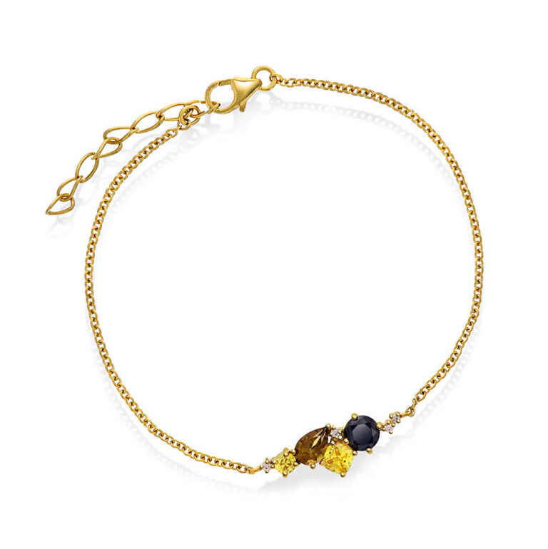 Armbånd "Glam" i forgylt sølv med c.zirkonia i gylne toner