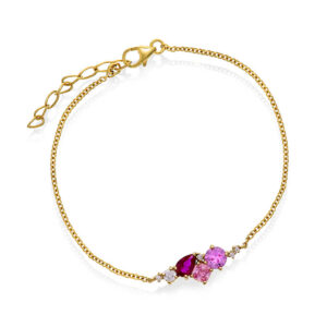 Armbånd "Glam" i forgylt sølv med c.zirkonia i rosa toner