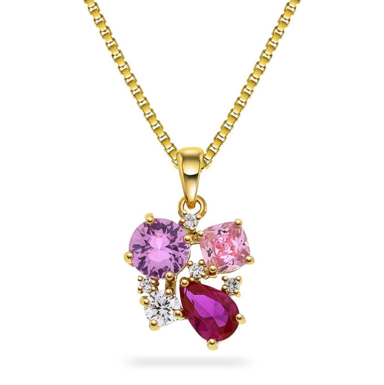 Pan "Glam" ring i forgylt sølv med c.zirkonia i rosa toner