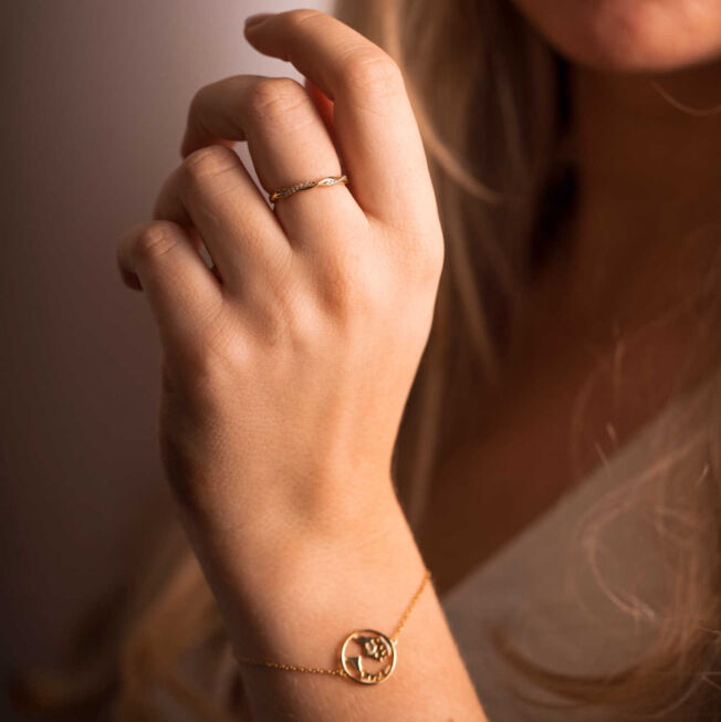 Pan "Friendship" ring i forgylt sølv med c.zirkonia