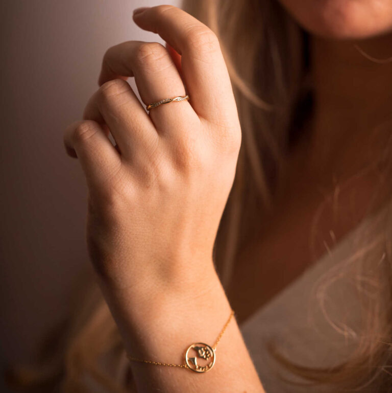 Pan "Friendship" ring i forgylt sølv med c.zirkonia