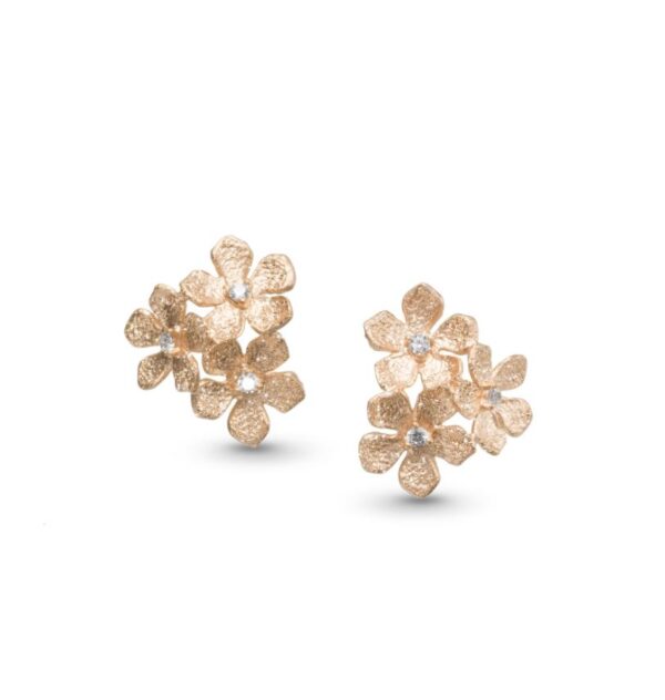 Catwalk Exclusive "Stardust mini Triple Flower" ørepynt i forgylt sølv