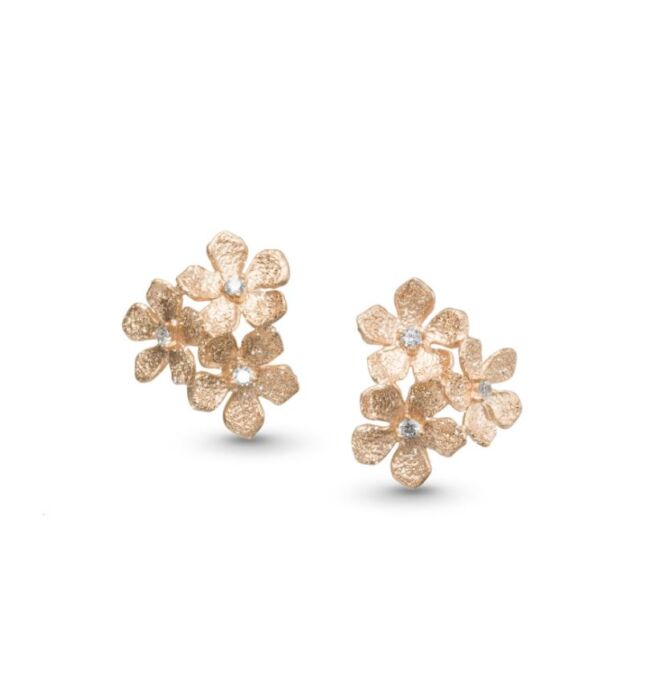 Catwalk Exclusive "Stardust mini Triple Flower" ørepynt i forgylt sølv