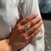 Catwalk Exclusive "Stardust 2 Flower ring" åpen i forgylt sølv