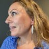 Susanne Friis Bjørner ørepynt i sølv blad med børstet overflate
