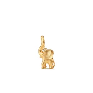 Ole Lynggaard sin ikoniske elefant charms. Laget i 750 gult gull. Med diamant i snablen, som er mulig å åpne, slik at den kan henges i armbånd eller kjede