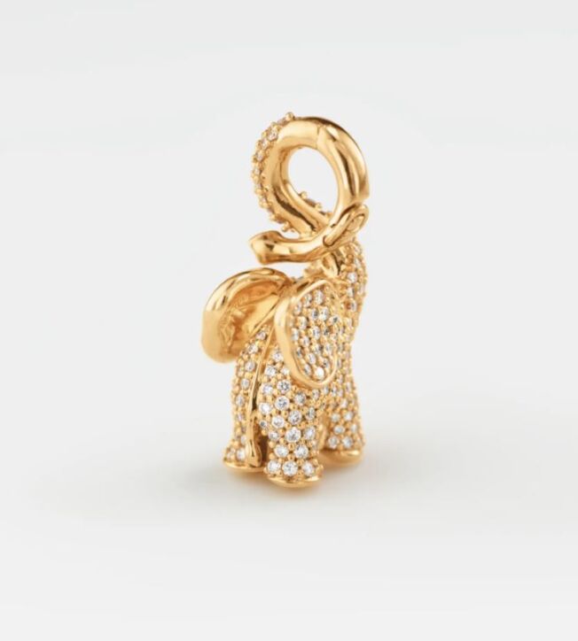 A1384-402-1-1 OLE LYNGGAARD COPENHAGEN Elefant charms i gult gull paveert med diamanter