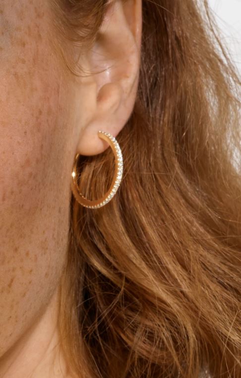 OLE LYNGGAARD COPENHAGEN  Love Bands large creol i gult gull med diamanter