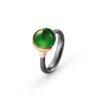Lotus ring nr 1 i sølv med gulldetaljer og grønn serpentin
