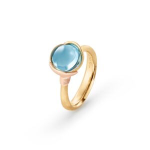 OLE LYNGGAARD COPENHAGEN Lotusring 1 med Sky blue topas i gult gull