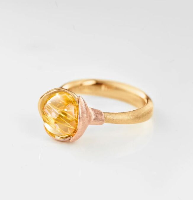 Lotus ring nr 1 i 18 k gult gull med rutilkvarts