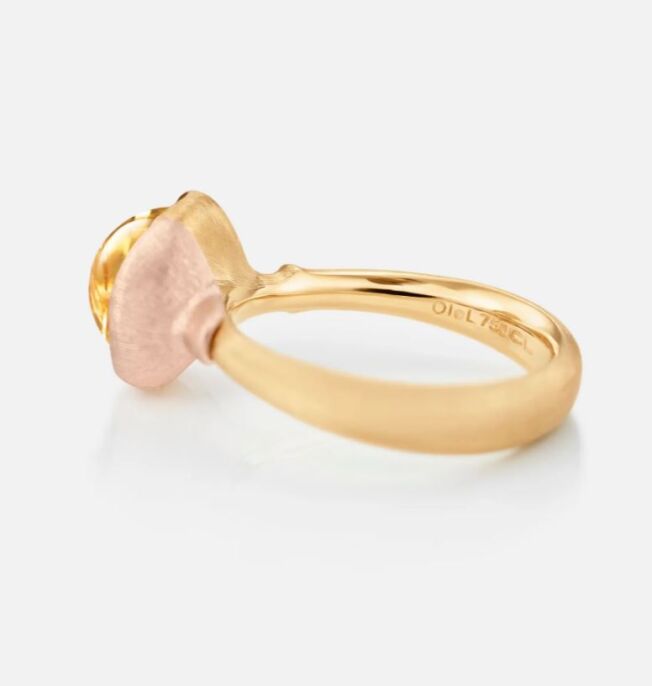 Lotus ring nr 1 i 18 k gult gull med rutilkvarts