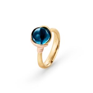 OLE LYNGGAARD COPENHAGEN Lotusring 1 med London blue topas i gult gull