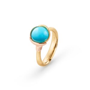 OLE LYNGGAARD COPENHAGEN Lotus ring 1 med turkis i gult gull