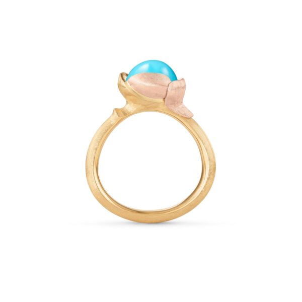 OLE LYNGGAARD COPENHAGEN Lotus ring 1 med turkis i gult gull